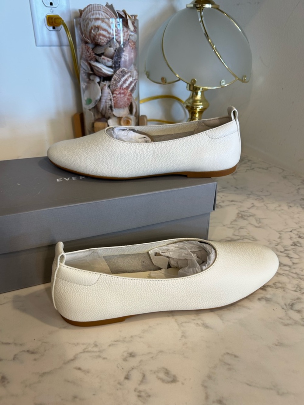Everlane Day Glove White Leather Ballet Flats
